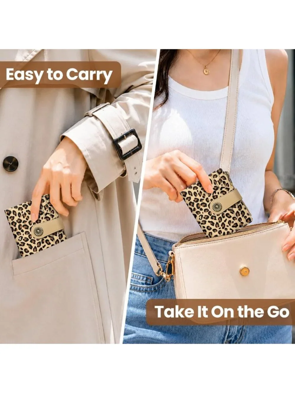 Cute Vegan Leather Small Wallet for Women, RFID Bifold Card Holder, 10 Slots